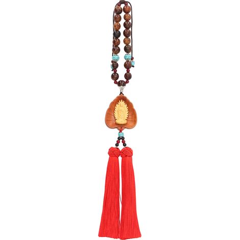 Buddha-autoanhänger Aus Buchsbaum Mit Doppelquasten, Glücksbringer, Zieht Reichtum An, Reinigt Den Geist, Guanyin-dekoration, Hängender Avalokiteshvara-anhänger, Stehender Anhänger