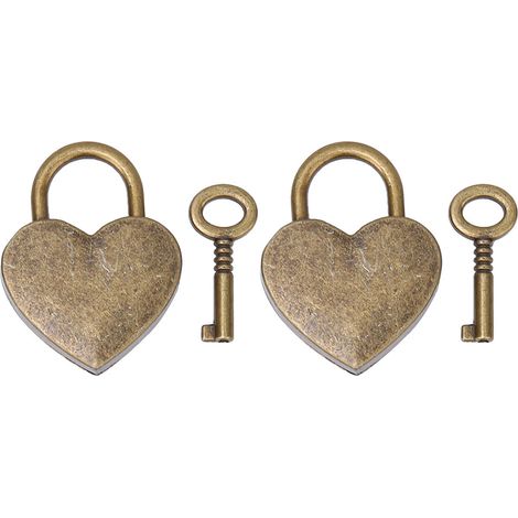 Vintage-herzschlösser Aus Metall Mit Schlüsseln, 30 X 39 Mm, Bronze – Bastel- Und Wohnaccessoires