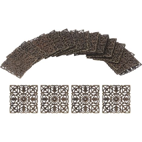 50 Stück Filigrane Eisenanhänger, Tetragonum, Antikbronze, Galvanisiert, Rostfrei Für Diy-projekte Und Metallverzierungen