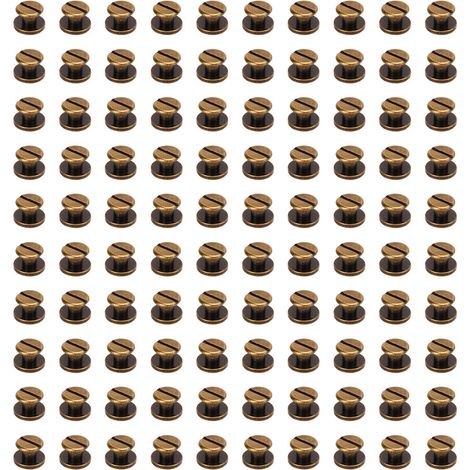 200 Dicke Messing-bindeschrauben (9 X 5 Mm), Gleichmäßige Bronzebeschichtung, Für Fotoalben, Sortiment