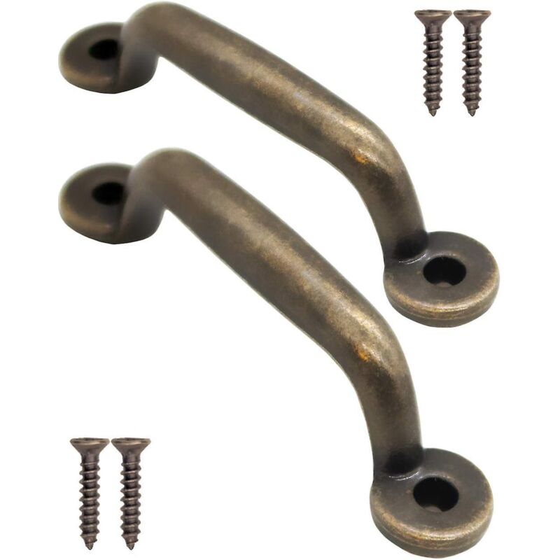 Set Mit 2 Antiken Schubladengriffen Aus Gealterter Bronze Für Schranktüren, Kommoden Und Küchenschränke – 89 X 22 Mm
