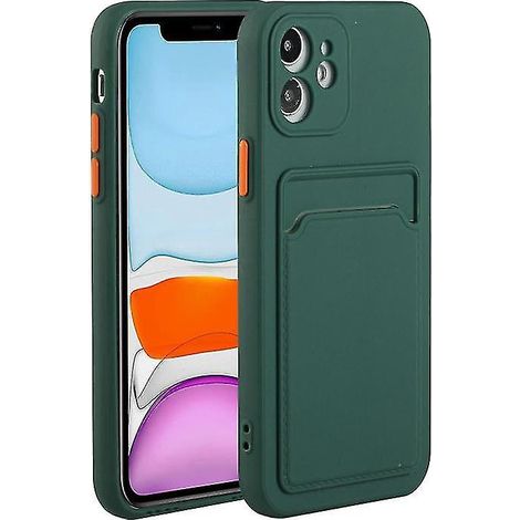 Dunkelgrüne, Stoßfeste Tpu-schutzhülle Für Iphone 12 Mit Kartenfach