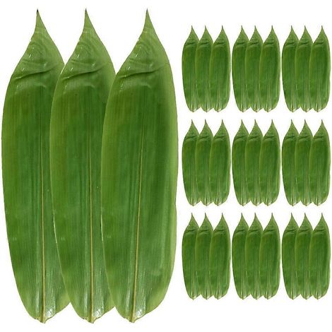 100 Dekorative Blätter Für Sashimi, Sushi-matte, Restaurantdekoration, Bambusblätter – 20,00 X 6,00 X 0,10 Cm – Dunkelgrün