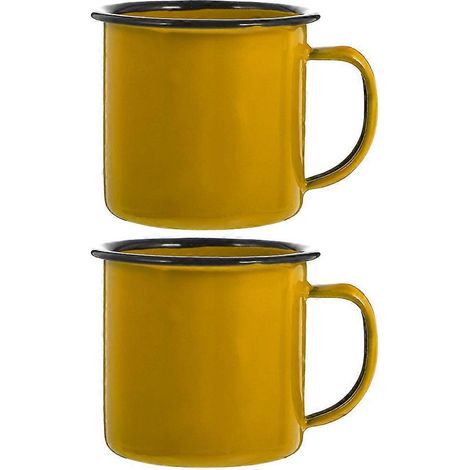 2er-set Haushaltsmilchbecher, Multifunktionale Vintage-kaffeebecher, Milchzubehör – 6,5 X 6,5 X 6 Cm – Gelb