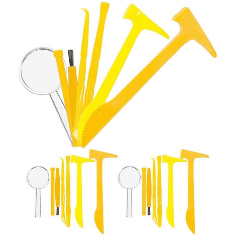 Set Mit 21 Ausgrabungswerkzeugen (pinsel, Meißel, Hammer) Zum Erlernen Von Bautechniken. – 8,70 X 4,00 X 0,60 Cm – Gelb