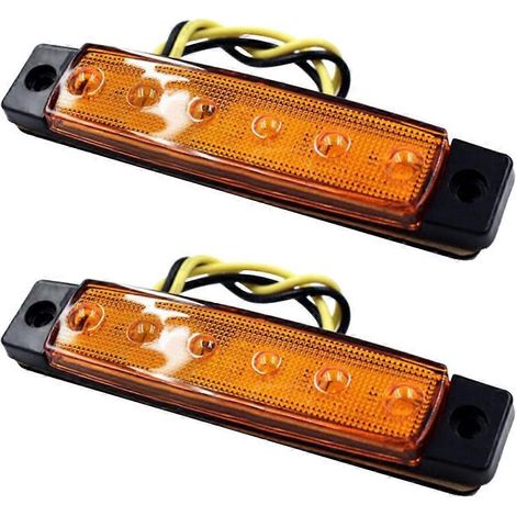 Set Mit 2 X 6-led-12v-anhänger-kofferraum-rückleuchten, Ersatzleuchten, Blinker, Bremslichter Und Led-positionsleuchten (gelb) - 2 Stück - Gelb