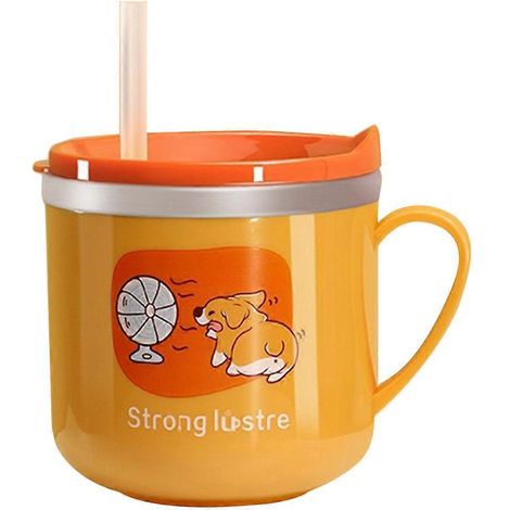 Edelstahlbecher Mit Cartoon-muster, Hitzebeständiger Milchbecher Für Kinder, Wasserbecher – 8,5 X 8 Cm – Gelb