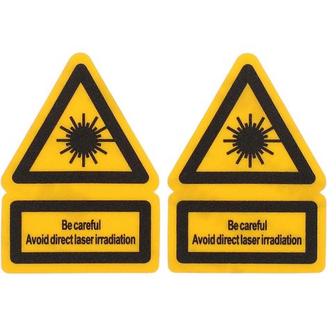 Set Mit 2 Lasergeätzten „vorsicht“-warnaufklebern Für Die Werksicherheit. – 5,20 X 3,70 X 0,10 Cm – Gelb