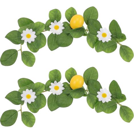 Künstliche Girlande Aus 2 Zitronenblättern, Künstliche Ranke Für Zuhause, Hochzeiten Und Partys – 35,00 X 13,00 X 5,00 Cm – Gelb