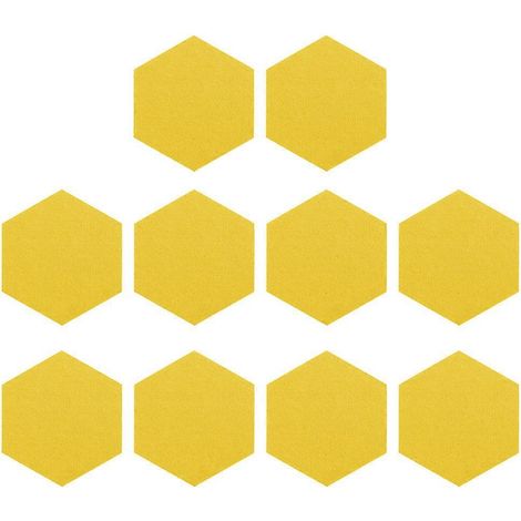 Set Mit 10 Sechseckigen Akustikfilzplatten Für Memoboards Im Tonstudio – 14 X 12 X 0,5 Cm – Gelb