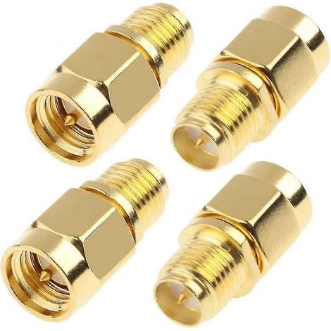 Vergoldeter Gerader Sma-stecker Auf Rp-sma-buchse Hf-adapter Für Wi-fi-antenne, Repeater, Drahtloses Signalverlängerungskabel (4 Stück)
