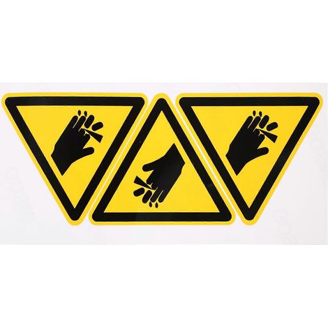 Set Mit 3 Warnaufklebern „handverletzung“ Für Maschinen, Warnschilder Und Sicherheitskennzeichnungen. – 10 X 10 X 0,1 Cm – Gelb