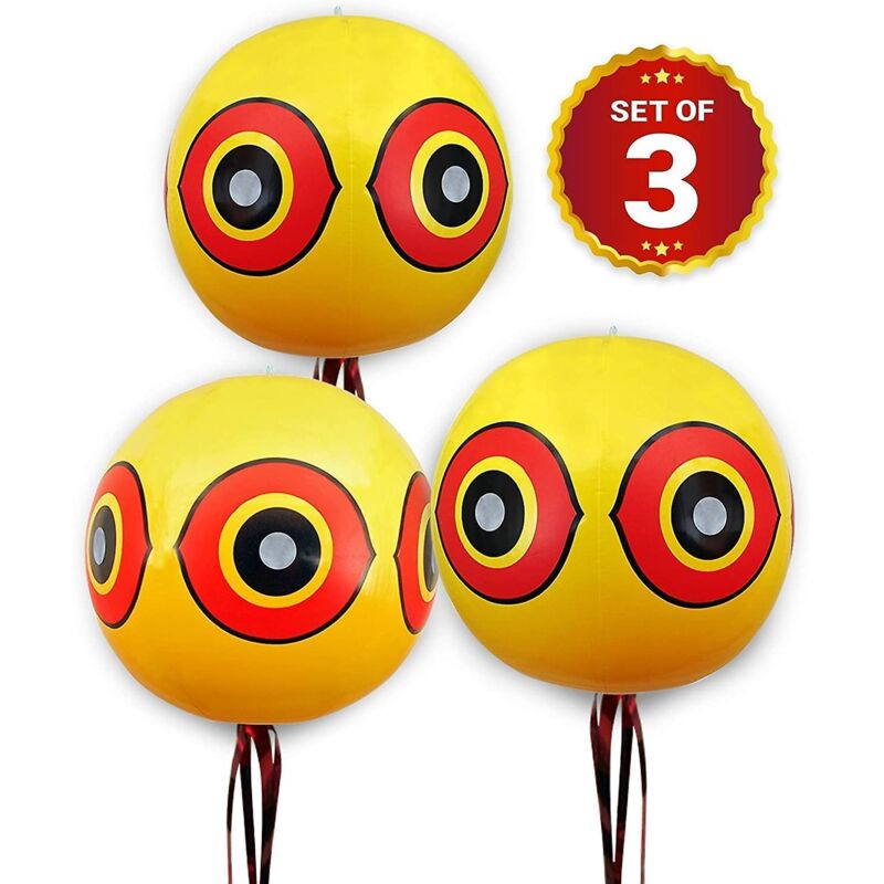 Vogelabwehrballons – 3er-pack Zur Abwehr Von Tauben, Krähen Und Anderen Vögeln Mittels Ultraschall-, Stachel- Oder Netzsystemen.