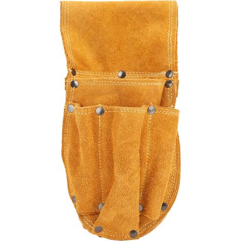 Verstärkte Werkzeugtasche Aus Gelbem Leder, Multifunktional Und Robust Zur Aufbewahrung Von Werkzeugen Mit Metallzubehör