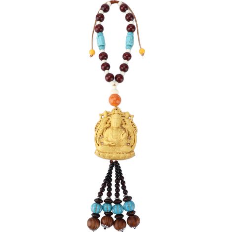 Gelber Buchsbaum-buddha-anhänger, Glücksbringer-autodekoration