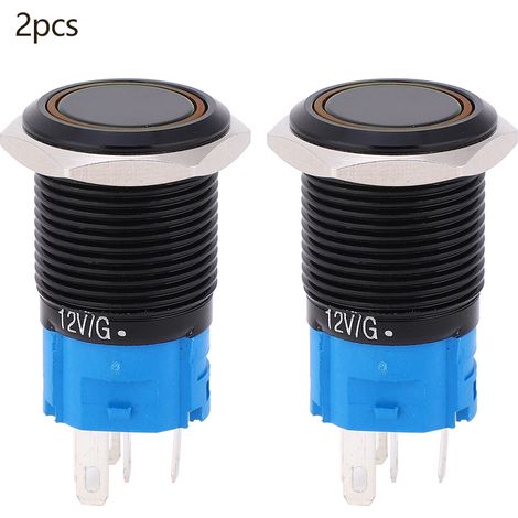 Stück 16 Mm Beleuchtete, Selbstverriegelnde, Wasserdichte Metall-drucktaster Für Auto/computer, 220 V Wechselstrom (gelb)