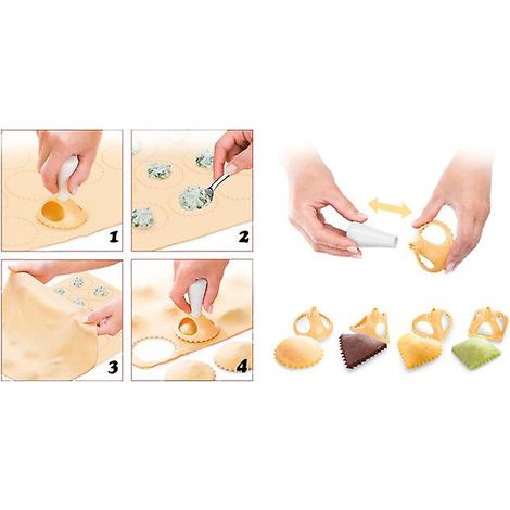 Set Mit 4 Kunststoff-ravioliformen – Stempelwerkzeug Zur Herstellung Chinesischer Ravioli