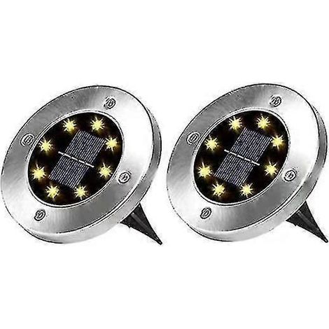 Set Mit 2 Solar-gartenleuchten Für Den Außenbereich – 8 Leds Für Rasen, Einfahrt Und Gartendekoration