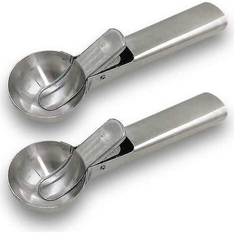 Eiskugelportionierer Aus Massivem Edelstahl, 2er-set Eiskugelportionierer Aus Edelstahl Mit Leichtgängigem Auslöser, Fruchtportionierer, Wassermelonenportionierer