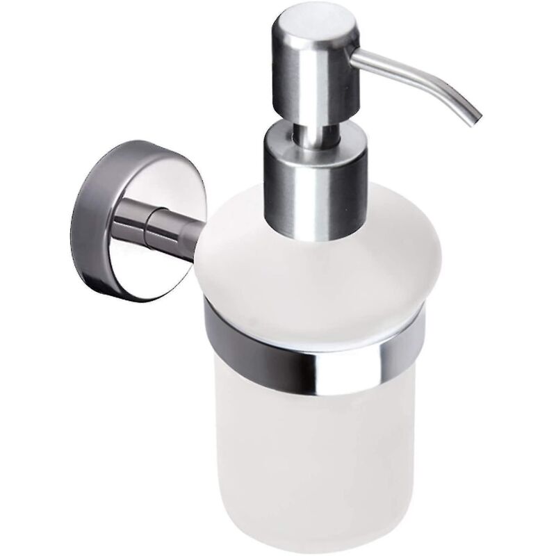 Flüssigseifenspender Mit Ständer, Mattiertes Glas, Wandmontage, Oberfläche Aus Poliertem Edelstahl