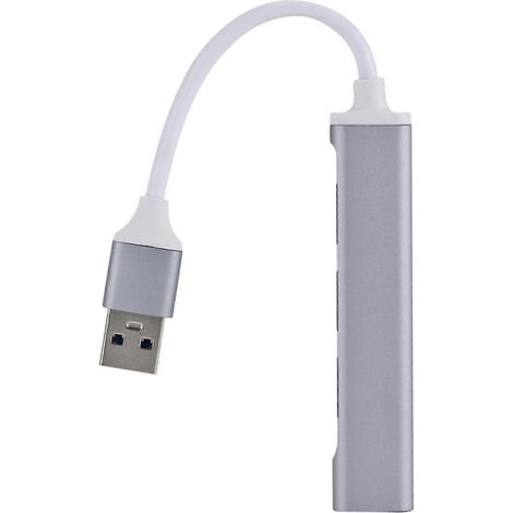 Usb-3.0-hub Aus Aluminiumlegierung, 4 Anschlüsse, Otg-mehrfachportadapter, Grau