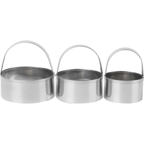 Set Mit 3 Klassischen Runden Ausstechformen Aus Edelstahl Für Kekse Und Gebäckteig, Mit Griff (glatte Kante) – 8,00 X 8,00 X 7,50 Cm – Wie Abgebildet