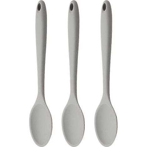 3er-set Silikon-küchenlöffel, Suppenlöffel, Salatlöffel – 20,5 X 4 Cm – Hellgrau