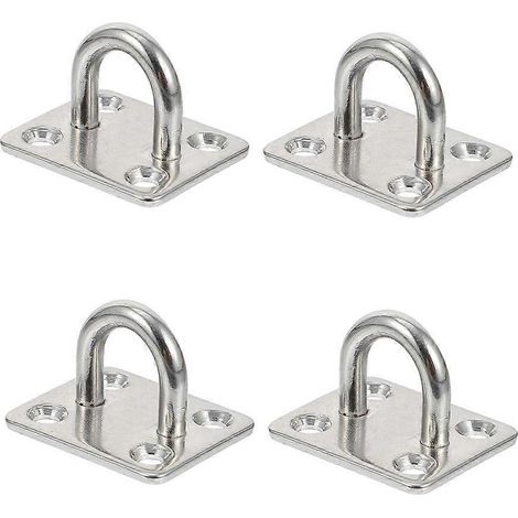 Quadratische Ösenplatten, Edelstahlringe, U-förmige Deckenhaken – 4 X 3,5 Cm – Silber