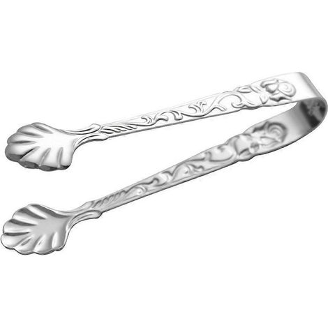 Zuckerzange Aus Edelstahl Mit Geprägtem Rosenmuster, Eiswürfelzange – 9 X 1,7 X 1,5 Cm – Silber