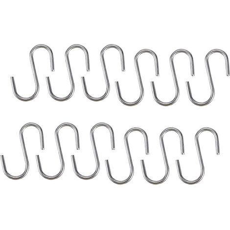 Set Mit 10 Robusten, Verzinkten S-förmigen Haken Zum Aufhängen Von Löffeln, Töpfen, Pfannen Und Küchenutensilien An Türen Oder Kleiderstangen. – 10 Stück – Silber