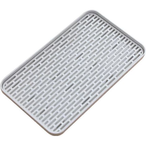 Flaschenabtropfgestell, Flaschentrocknungsstation, Serviertablett – 31 X 17,5 X 2,5 Cm – Grau