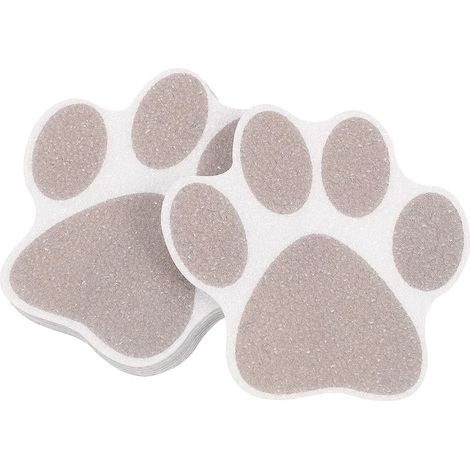 Set Mit 10 Pfotenförmigen Badewannenaufklebern, Selbstklebende Wand- Und Bodenaufkleber – 9,9 X 9,5 Cm – Grau
