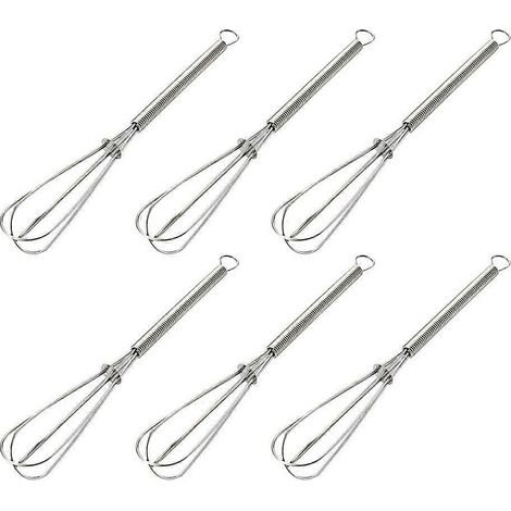 Set Mit 6 Mini-eierquirlen Aus Edelstahl Mit Federbelasteten Griffen, Rührbesen Und Küchenutensilien – 182,52 Cm