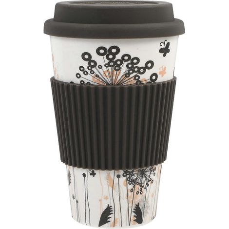 Isolierter 400-ml-kaffeebecher Mit Deckel, Für Wasser Oder Kaffee. – 13,00 X 8,50 X 5,50 Cm – Grau