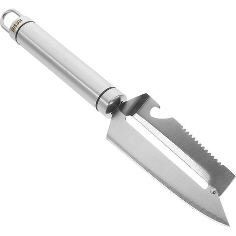 Multifunktionaler Sparschäler Aus Edelstahl, Küchenhelfer Für Obst, Gemüse Und Fisch. – 24,00 X 3,50 X 1,10 Cm – Silber