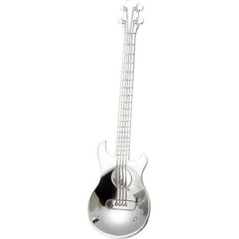 Gitarrenförmiger Teelöffel Aus Edelstahl Zum Umrühren Von Kaffee, Kaltgetränken Und Tee Küchenaccessoire (silber) – 1 Stück – Silber