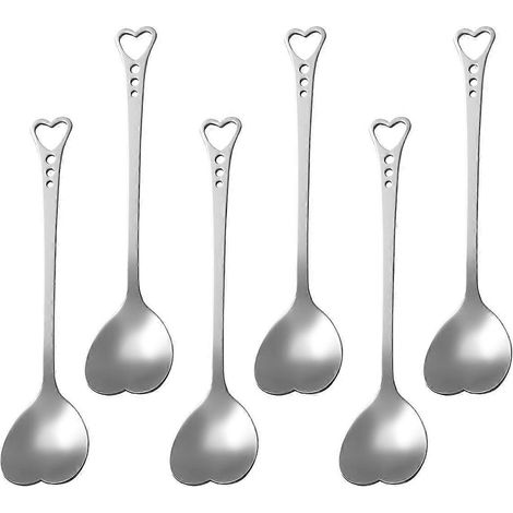 Bestonzon Set Mit 6 Herzförmigen Edelstahllöffeln Für Desserts, Kuchen Und Kaffee – 14,30 X 3,20 X 0,15 Cm