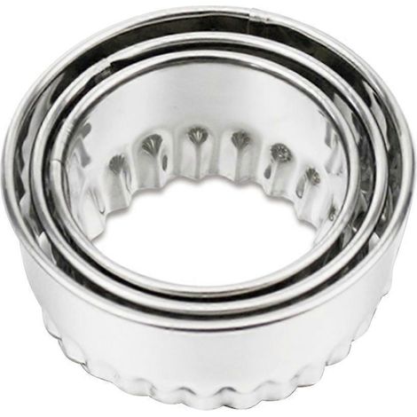 Edelstahl-ravioliformen Für Kekse, Donuts, Muffins, Scones, Sandwiches Und Brotkrusten (gewellter Rand) – Silber