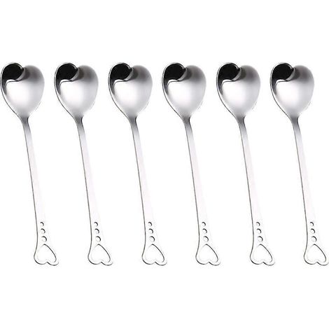 Set Mit 6 Herzförmigen Edelstahllöffeln, Ideal Zum Umrühren Von Desserts, Kuchen Und Kaffee. – 6 Stück