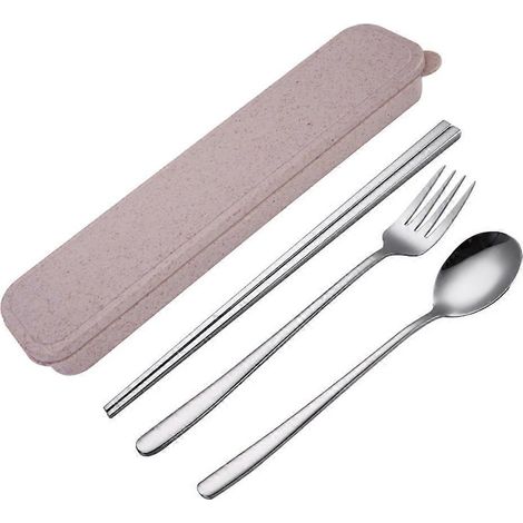 4-teiliges Edelstahl-besteckset (koteletts, Gabel Und Löffel) Mit Etui - Tragbares Besteck