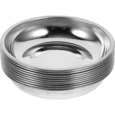 Set Mit 10 Runden Edelstahltellern Für Saucen, Senf Und Vorspeisen (8 Cm) – 8,00 X 8,00 X 1,50 Cm – Silber