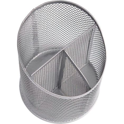 Kreativer Silberner Stiftehalter, Abgeschrägter Metall-stiftehalter, Dekorativer Schreibtisch-organizer – 10,6 X 14,7 Cm – Silber