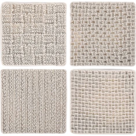 Silikonformen Mit Gewebtem Strickmuster, Häkelstruktur, Geprägtem Design, Für Kuchen, Pralinen, Schokolade, Fondant Und Seife – Küchen- Und Backzubehör (grau) – 9,60 X 9,60 X 0,80 Cm – Grau