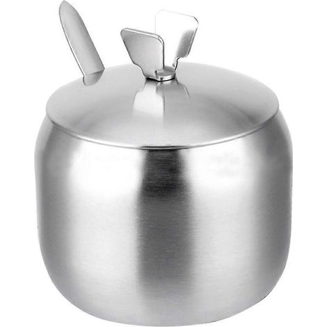 Gewürzbehälter Aus Dickem Edelstahl, Salzstreuer, Aufbewahrungsbehälter Für Küchengewürze (8,5 Cm Langer V-förmiger Tragegriff) – 9,60 X 8,50 X 8,50 Cm – Silber