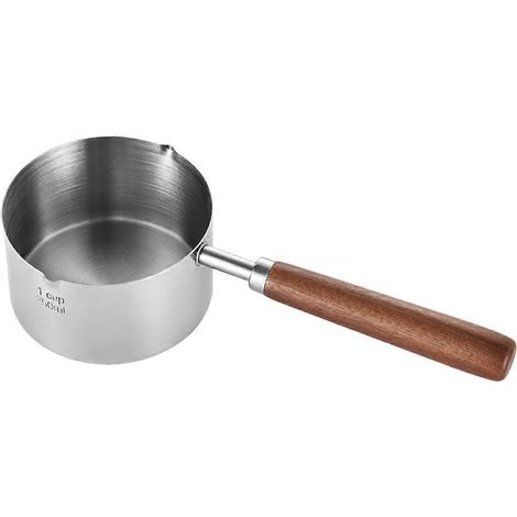 Metalltopf Mit Holzgriff, Tragbarer Topf, Edelstahl-öltopf (250 Ml) – 21,00 X 8,50 X 5,00 Cm