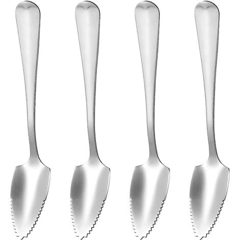 Bestonzon Set Mit 4 Edelstahl-grapefruitlöffeln, Gezackte Dessertlöffel Für Grapefruit Und Wassermelone – 15,50 X 2,70 X 0,50 Cm