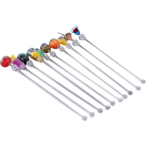 Set Mit 10 Lebensmittelechten, Bpa-freien Und Hitzebeständigen Cocktailrührstäbchen In Einzigartigem Design Für Getränke Und Cocktails. Lange Stäbchen.