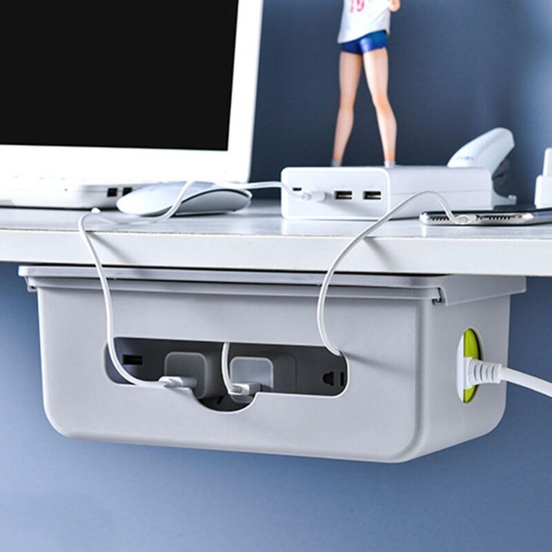 Kabelmanagementbox Für Unter Den Schreibtisch, Verdeckter Organizer Für Desktop-computer, Für Zuhause Oder Büro, Grau