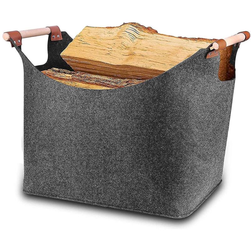 Filztasche, Brennholzkorb, Extra Dicker Filz Und Verstärkte Griffe, Holzkorb, Filztasche, Faltbar, Holzkorb
