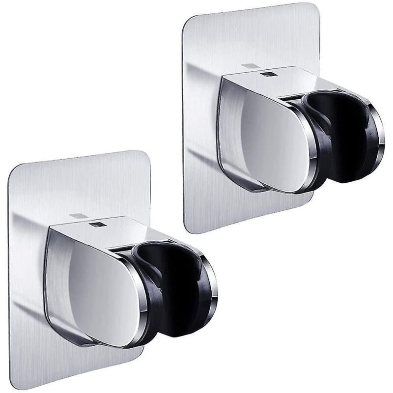 Handbrausehalter (2er-set), Verstellbare Wandhalterung, Selbstklebend, Silberfarben, Langlebig, Kein Bohren Erforderlich.